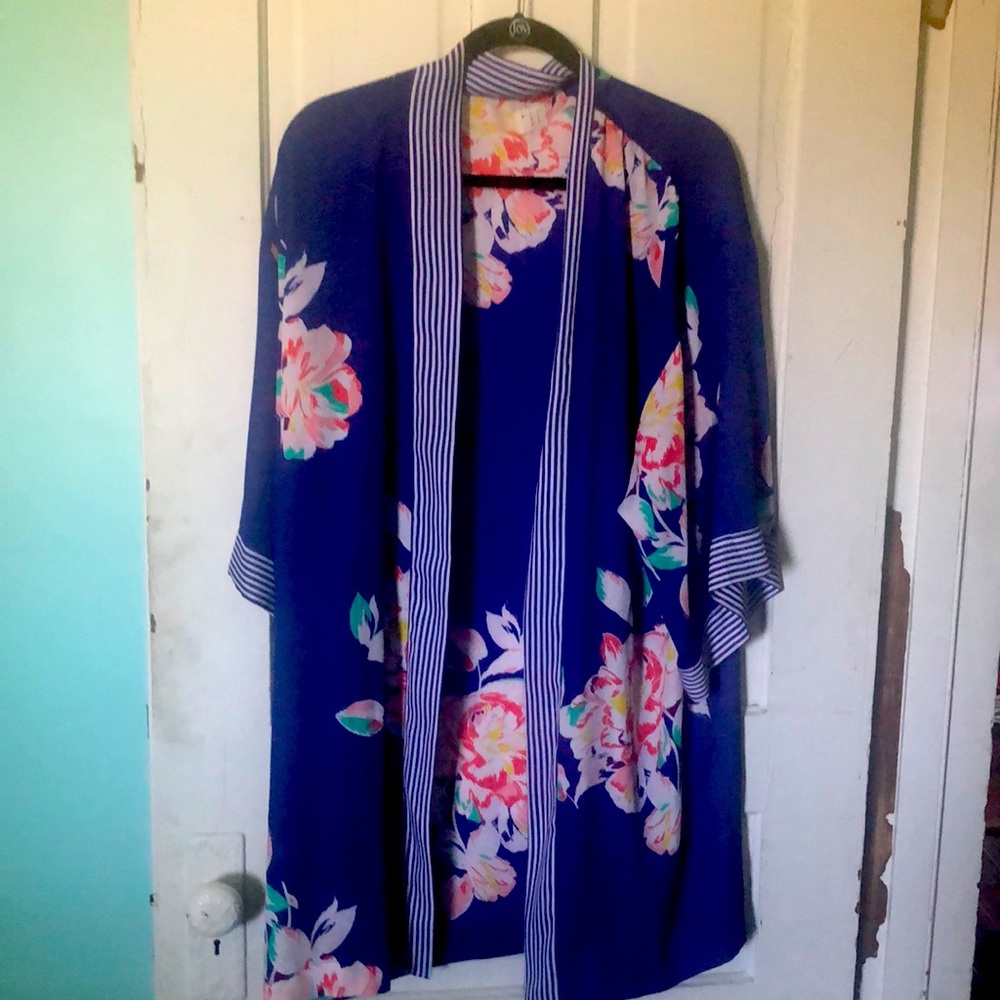 A New Day floral kimono in royal blue